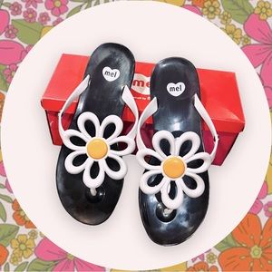 MELISSA MEL Jelly Flower Power Daisy Slides Sandals MINT Vintage Retro Hippie